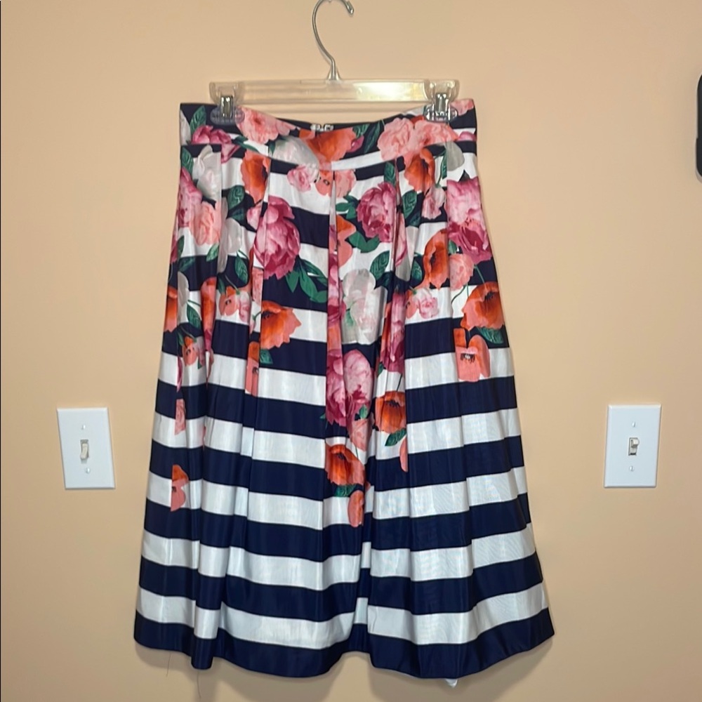 Floral Striped Midi Skirt